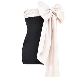 House of CB - Jana Black & Ivory Bow Mini Dress